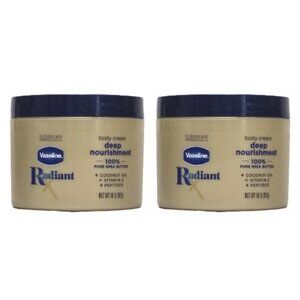 2PK VASELINE RADIANT X Deep Nourishment Body Cream 100% Shea Butter Coconut 10oz